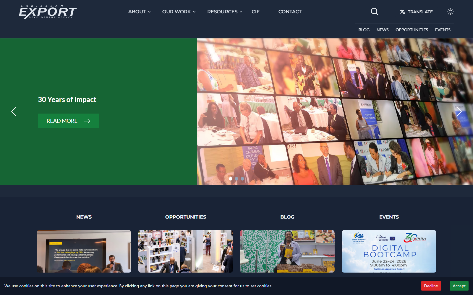 Caribbean Export website